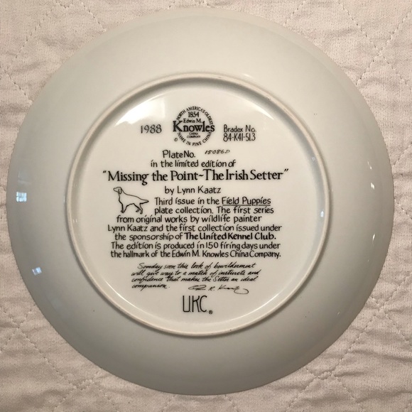 1988 Irish Setter Field Puppies Collector Plate by Lynn Kaatz - Picture 4 of 6